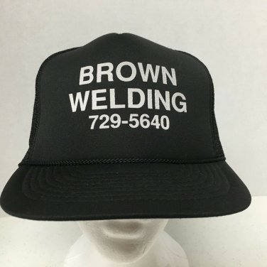 Brown Welding Trucker Hat Cap Snapback Black Braided Rope Across Bill