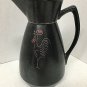 Black Redware Pitcher Cream Sugar 4 Piece Rooster Design Japan Vintage