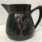 Black Redware Pitcher Cream Sugar 4 Piece Rooster Design Japan Vintage