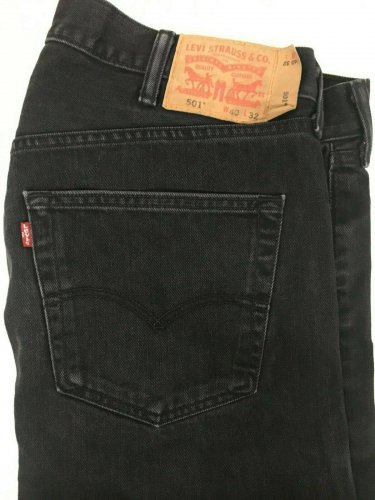 Levi's Black 501 Button Fly Jeans Straight Leg 100 Percent Cotton Mens 40x32