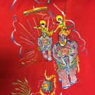 Asian Fabric Panel Embroidered 60 x 58 Elephants Flags Parade