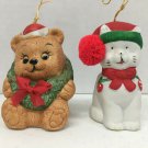 Lot 2 Jolly Jingles Collector Bell Ornaments Bear Kitty Cat Vintage Christmas