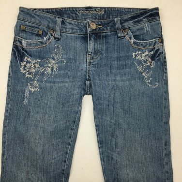 American Eagle 4 Reg Embroidered Jeans Beaded Stretch Skinny Flare Distressed