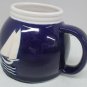 Wide Bottom Coffee Mug Cobalt Blue Sailboat Non Skid Travel Tea Untippable Cup