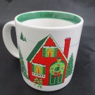 Christmas Mug Saltera Himark Japan 1985 Coffee Tea Christmas Tree House Wreath