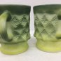 2 Fire King Green COLORED KIMBERLY DIAMOND POINT PATTERNED Stacking Mugs