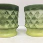 2 Fire King Green COLORED KIMBERLY DIAMOND POINT PATTERNED Stacking Mugs