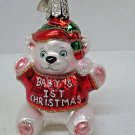 Babys First Christmas Old World Christmas Glass Ornament OWC Teddy Bear Glitter