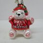 Babys First Christmas Old World Christmas Glass Ornament OWC Teddy Bear Glitter