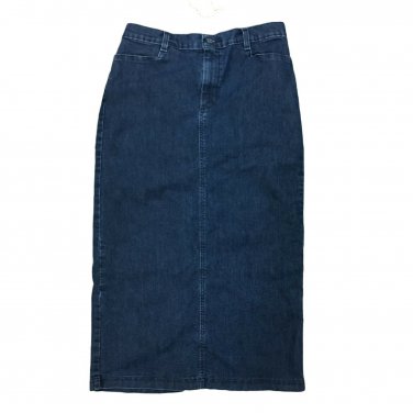 Lee Blue Denim Long Jean Skirt Size 10 Modesty Back Slit Waist 32  Hip 39 Inches