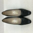 Salvatore Ferragamo  Women Size: 7 AA  Black Dress Pumps Pebbled  Cap Toe