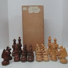 Wood Chessmen w Wooden Sliding Box Hungary 4.5 King Felt Base