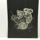 Vintage White on Black  Koala Bears Print 1977 Jane Hill Studio   8 x 10
