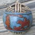 Cowboy Roping Horse Christmas Ornament Resin 4.25 Inch Diameter Holiday