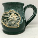 Deneen Pottery Hand Thrown Drip Glaze Round Belly Coffee Mug Green Hidden Lake