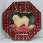 Marye Kelley Bichon Frise Octagonal Decoupage Arcoroc Plate with Hanger Signed