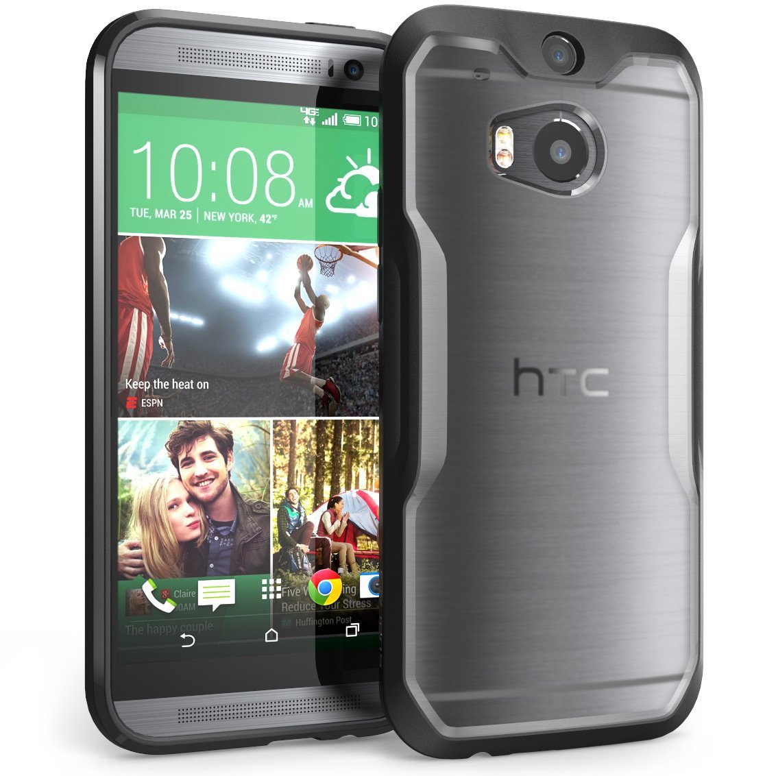 For HTC One M8 Case, SUPCASE Unicorn Beetle Premium Hybrid Protective Case- Clear/Black