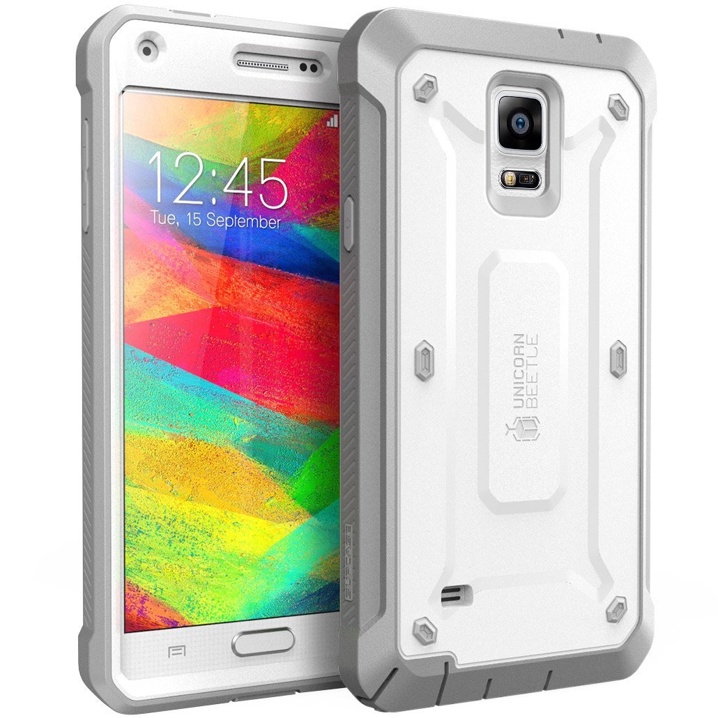 For Samsung Galaxy Note 4 Case, SUPCASE [Heavy Duty] Belt Clip Holster Case White/Gray