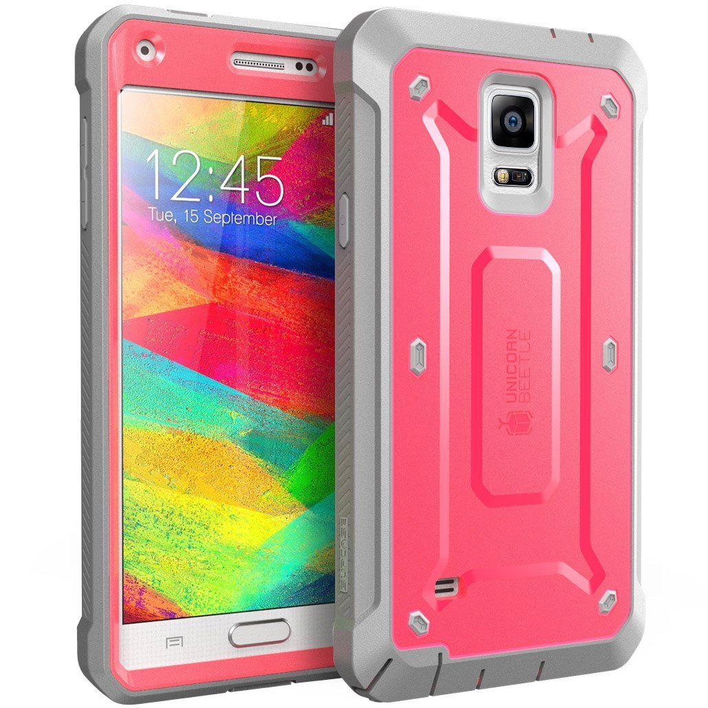 For Samsung Galaxy Note 4 Case, SUPCASE [Heavy Duty] Belt Clip Holster Case Pink/Gray