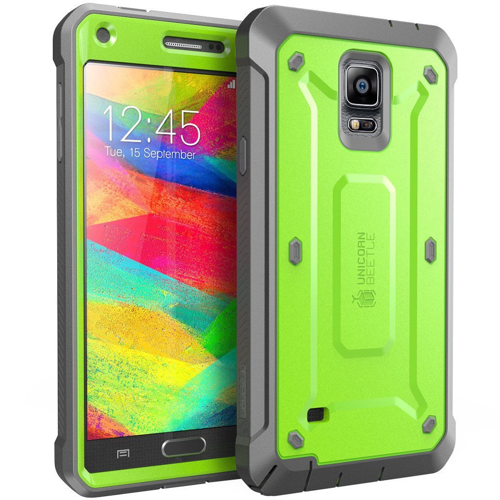 For Samsung Galaxy Note 4 Case, SUPCASE [Heavy Duty] Belt Clip Holster Case Green/Gray