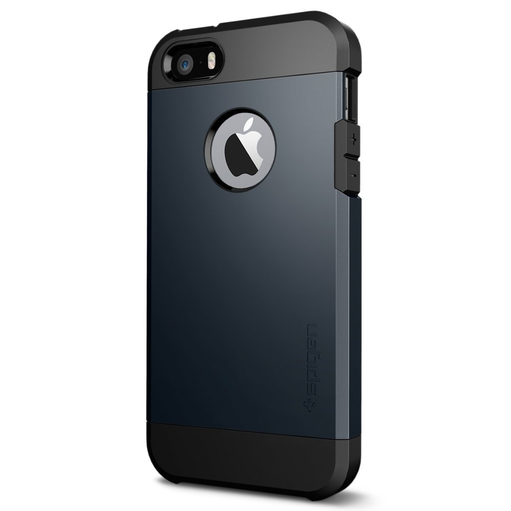 For Apple iPhone 5S Case, Spigen Tough Armor Case- Metal Slate