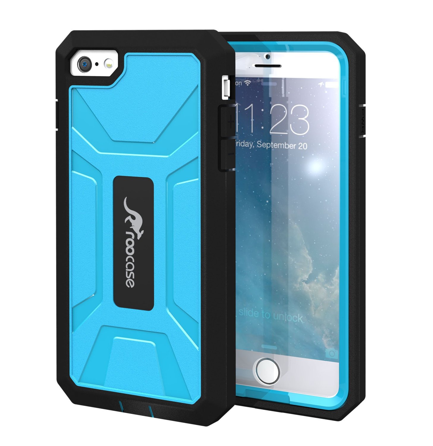 For Apple iPhone 6 Plus Case, roocase KAPSUL Series Military Case with Front Cover  Blue / Black