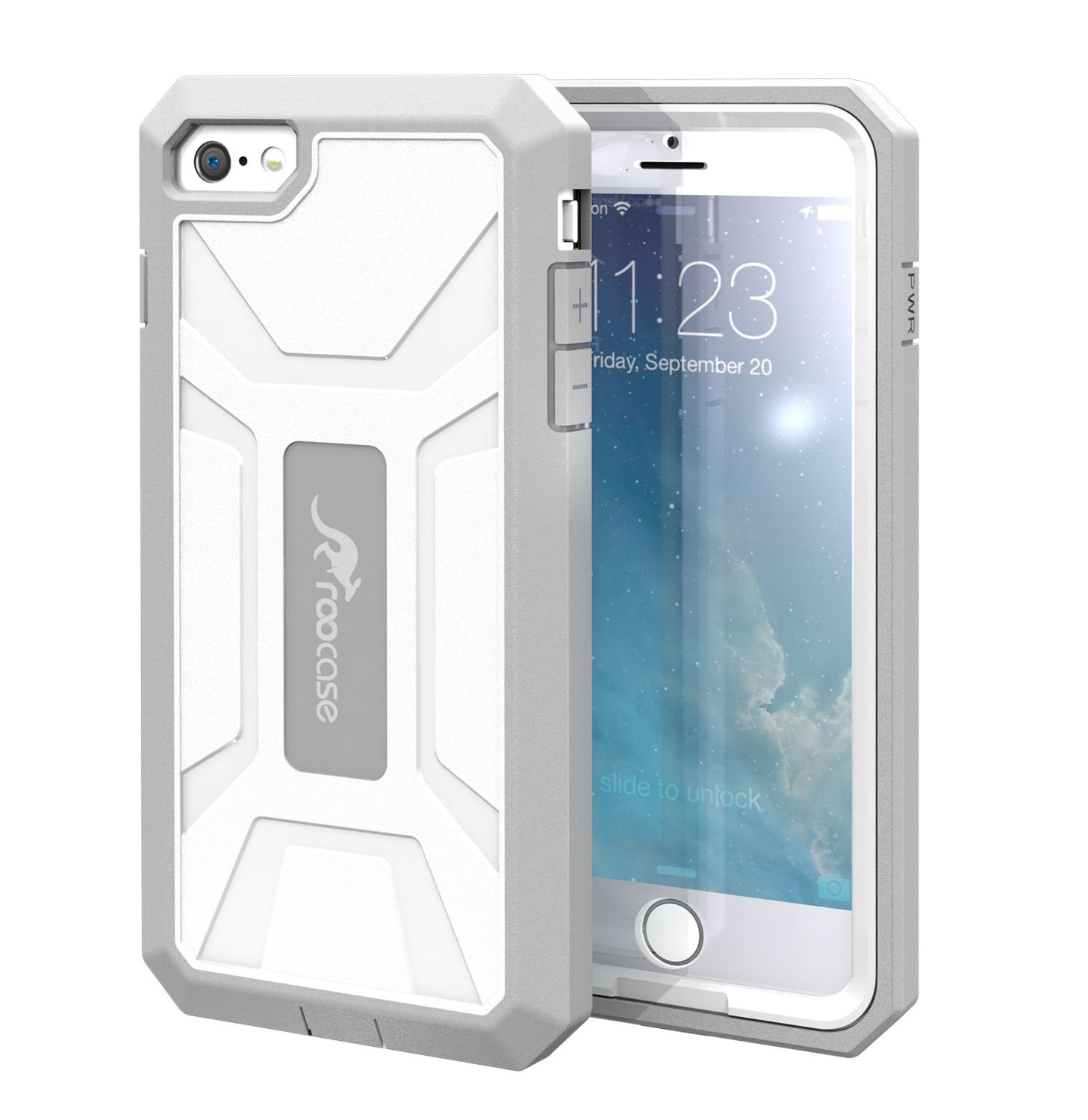 For Apple iPhone 6 Case, roocase KAPSUL Series Gray / White  Military Case with Front Cover