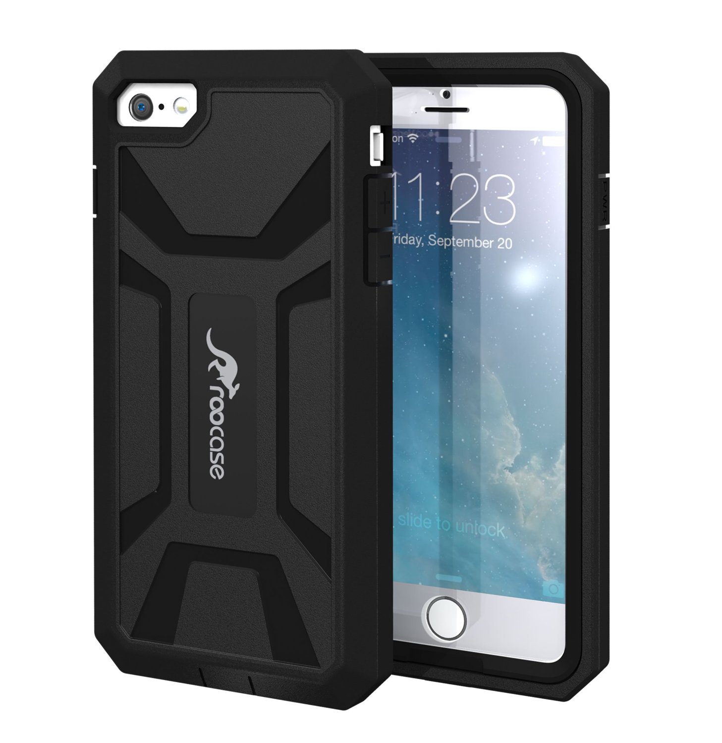 For Apple iPhone 6 Case, roocase KAPSUL Series Military Case with Front Cover-Black