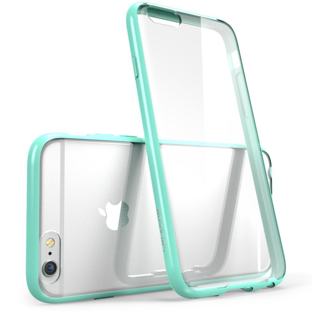 Halo Scratch Resistant Hybrid Clear Case with TPU Bumper for Apple iPhone 6 PLUS Clear/Green