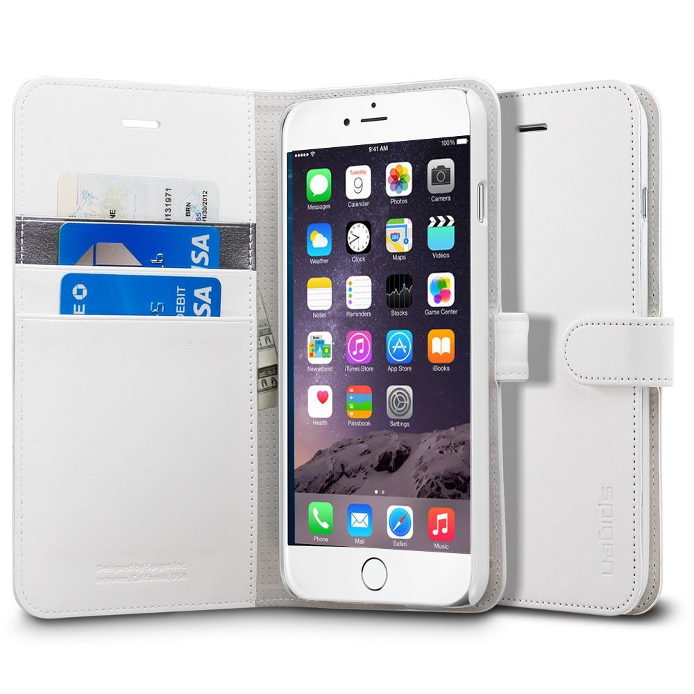 Spigen[Stand Feature] For Apple  iPhone 6 Plus (5.5) Case Wallet [Wallet S] [White] Premium Wallet