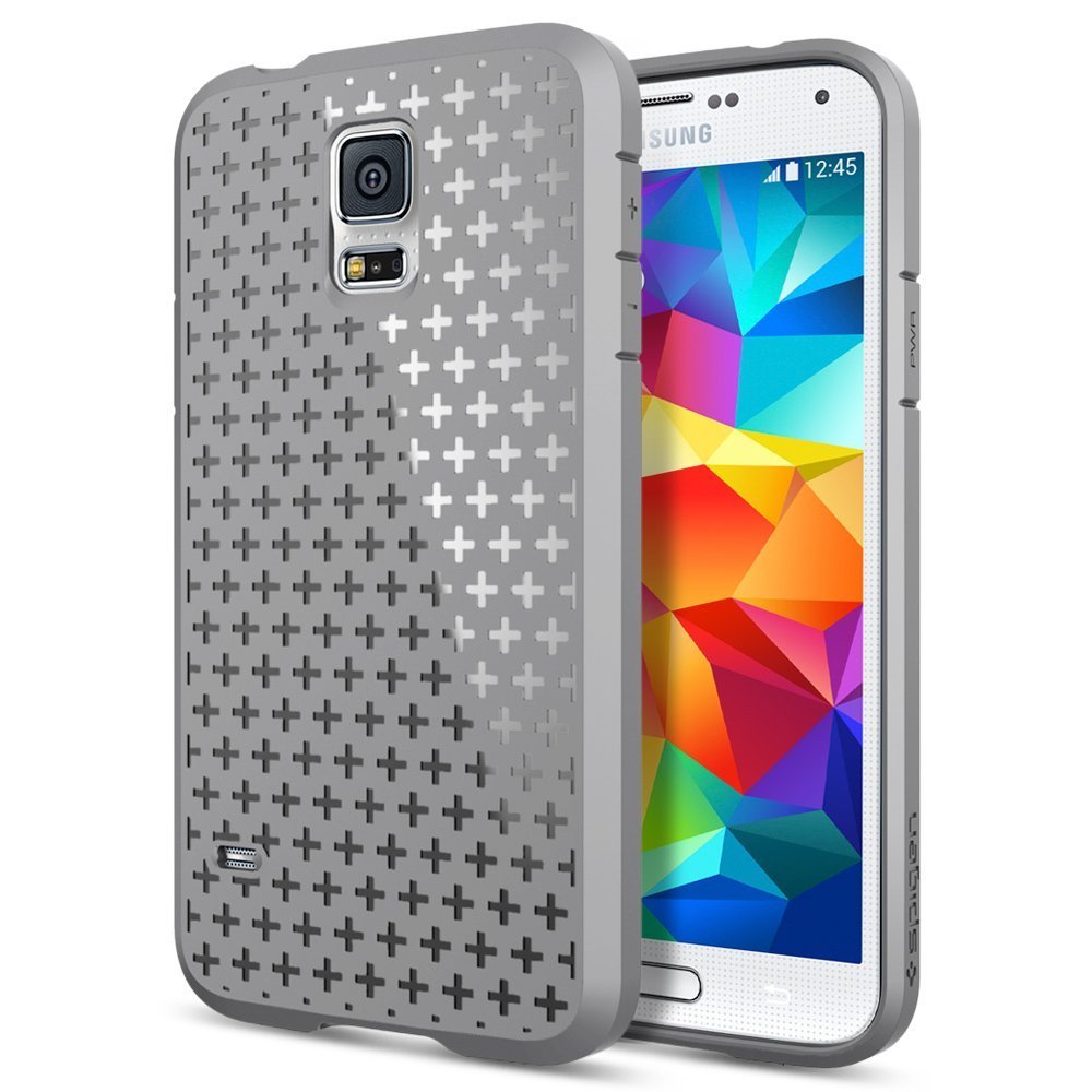 Spigen [STRONG-FLEX] [Screen Shield] For Samsung Galaxy S5 Case Protective[Capsule Gray]