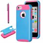 ULAK Colorful Hybrid TPU PC 2 on 1 Dirt Dust Proof Hard for Apple iPhone 5c- Blue+Hot Pink