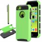 ULAK Colorful Hybrid TPU PC 2 on 1 Dirt Dust Proof Hard Case Cover for Apple iPhone 5c- Green+Black