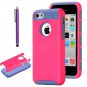ULAK Colorful Hybrid TPU PC 2 on 1 Dirt Dust Proof Hard Apple iPhone 5c-Hot Pink+Purple