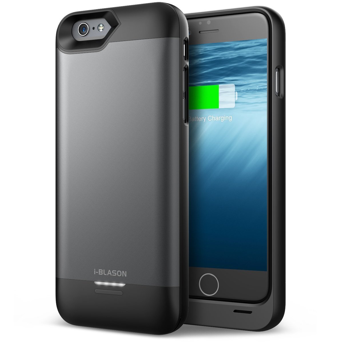 iPhone 6 Plus Battery Case, i-Blason Black/Gray External Protective Battery Case