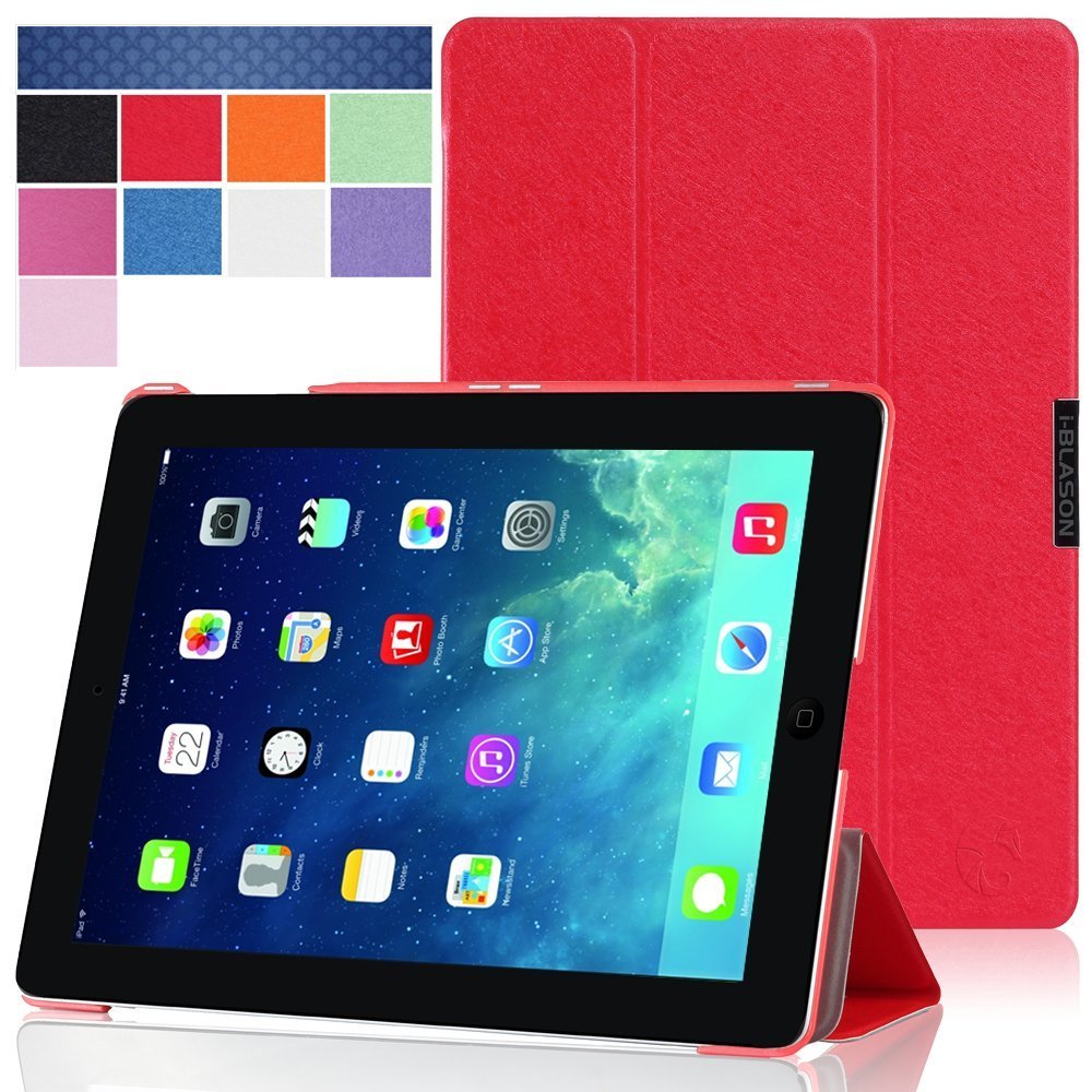 i-Blason 5th Generation i-Folio Slim Hard Shell Stand Case Cover for Apple iPad Air- Red