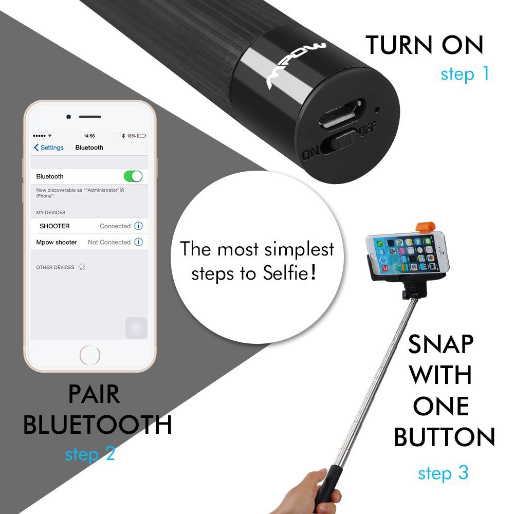mpow isnap x bluetooth selfie stick with support video