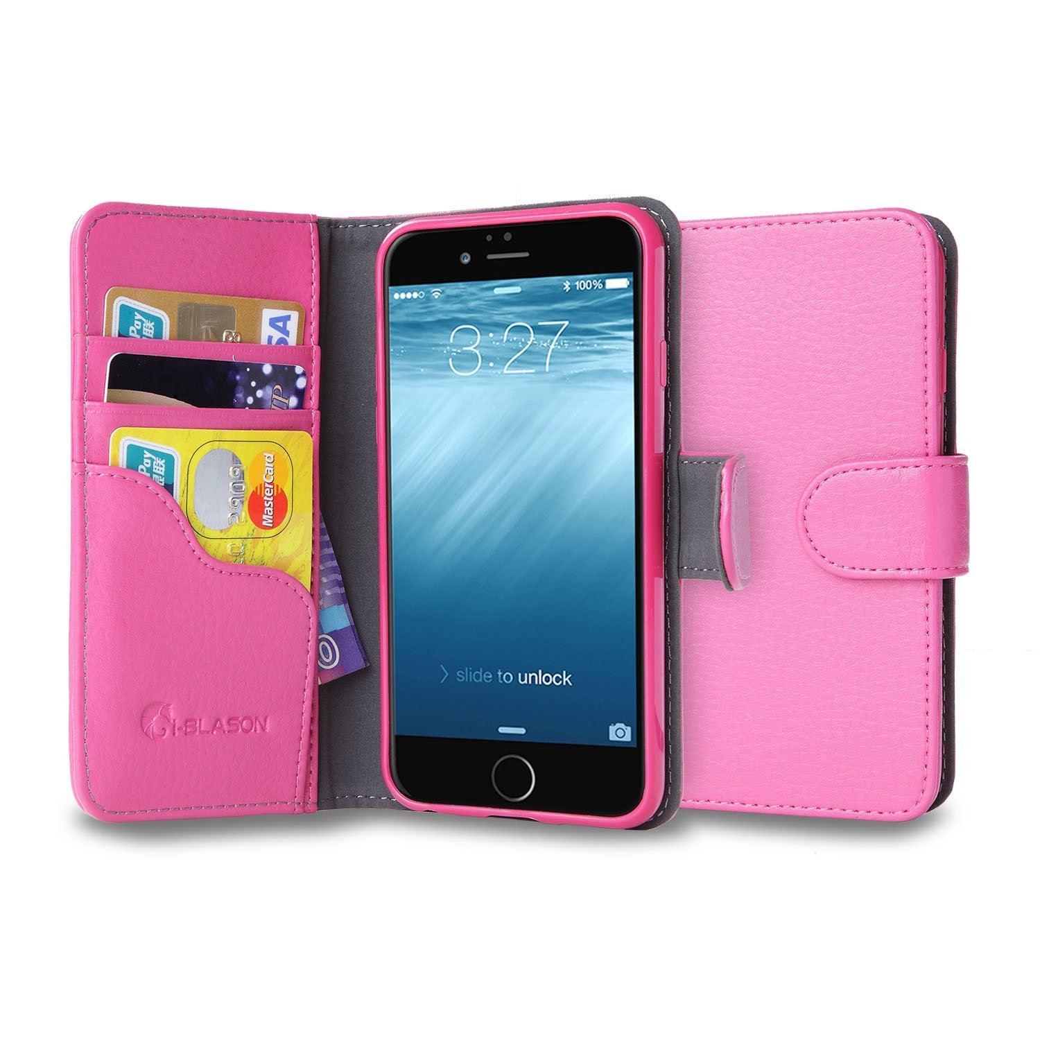 I Blason Apple Iphone 6 Plus Case 5 5 Inch Leather Case Slim Wallet Book Cover Stand Feature Pink