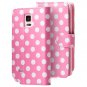 Galaxy Note 4 Case, i-Blason Slim Leather Wallet Book Cover with Stand Feature Dal-Pink/White