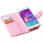 Galaxy Note 4 Case, i-Blason Slim Leather Wallet Book Cover with Stand Feature Dal-Pink/White