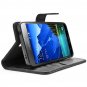 Galaxy S5 Active Case, i-Blason Slim Leather Wallet Book Cover with Stand Feature-Black