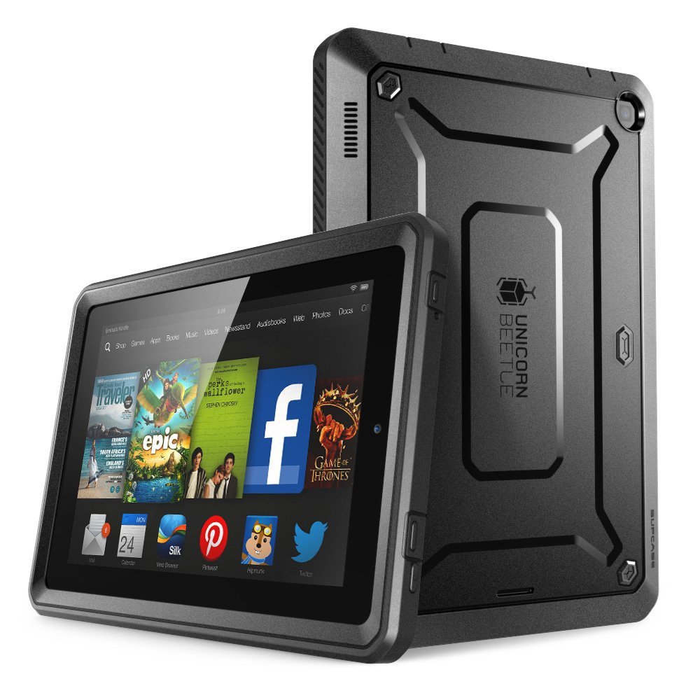 SUPCASE [Heavy Duty] Amazon Fire HD 7 Case (4th Generation) Black/Black [Unicorn Beetle PRO Series