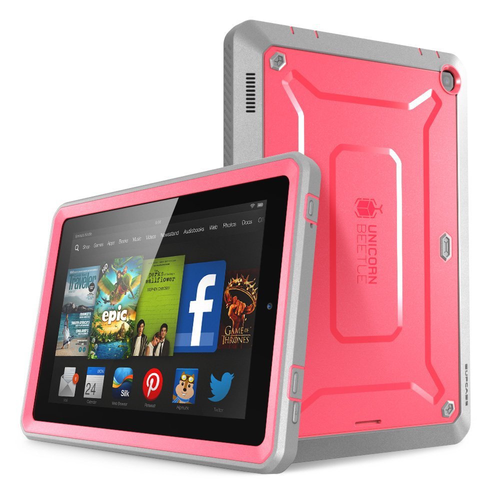 SUPCASE [Heavy Duty] Amazon Fire HD 7 Case (4th Generation) Pink\Gray [Unicorn Beetle PRO Series]