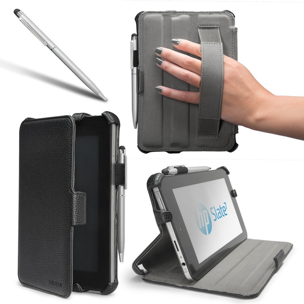 i-Blason Slim Folio Book Shell Stand case Cover for HP Slate 7 Inch Android Tablet- Black