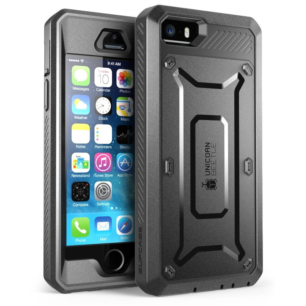Apple iPhone 5S Case Compatible with iPhone 5 [Unicorn Beetle PRO Series] Full-body Black/Black