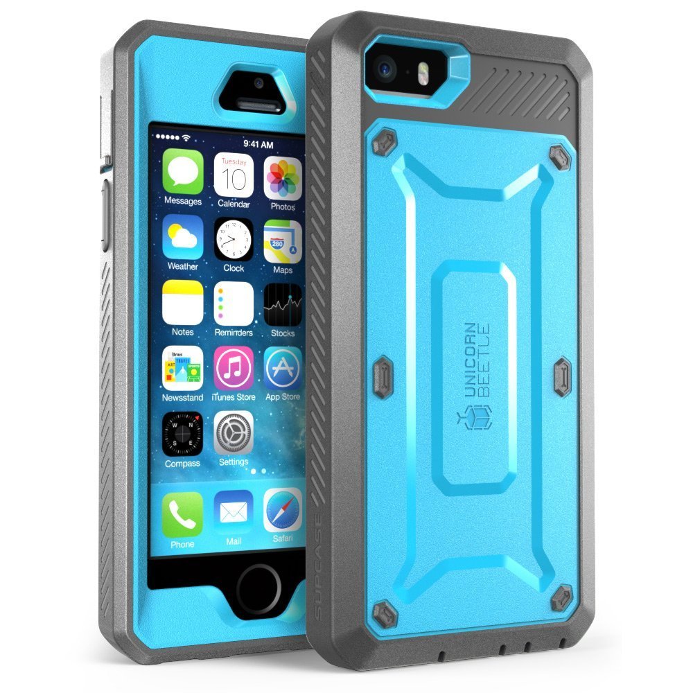 Apple iPhone 5S Case Compatible with iPhone 5 [Unicorn Beetle PRO Series] Full-body Blue/Black