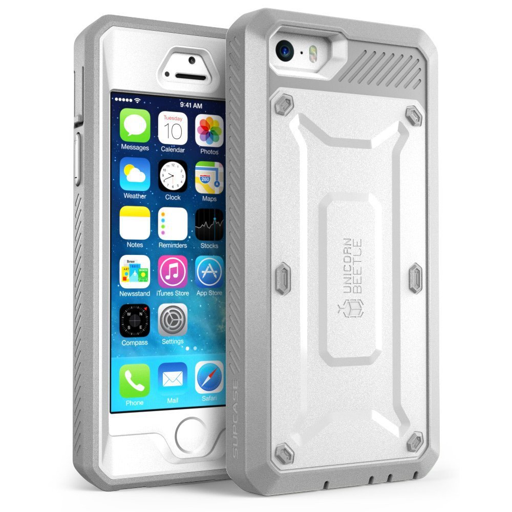 Apple iPhone 5S Case Compatible with iPhone 5 [Unicorn Beetle PRO Series] Full-body White/Gray