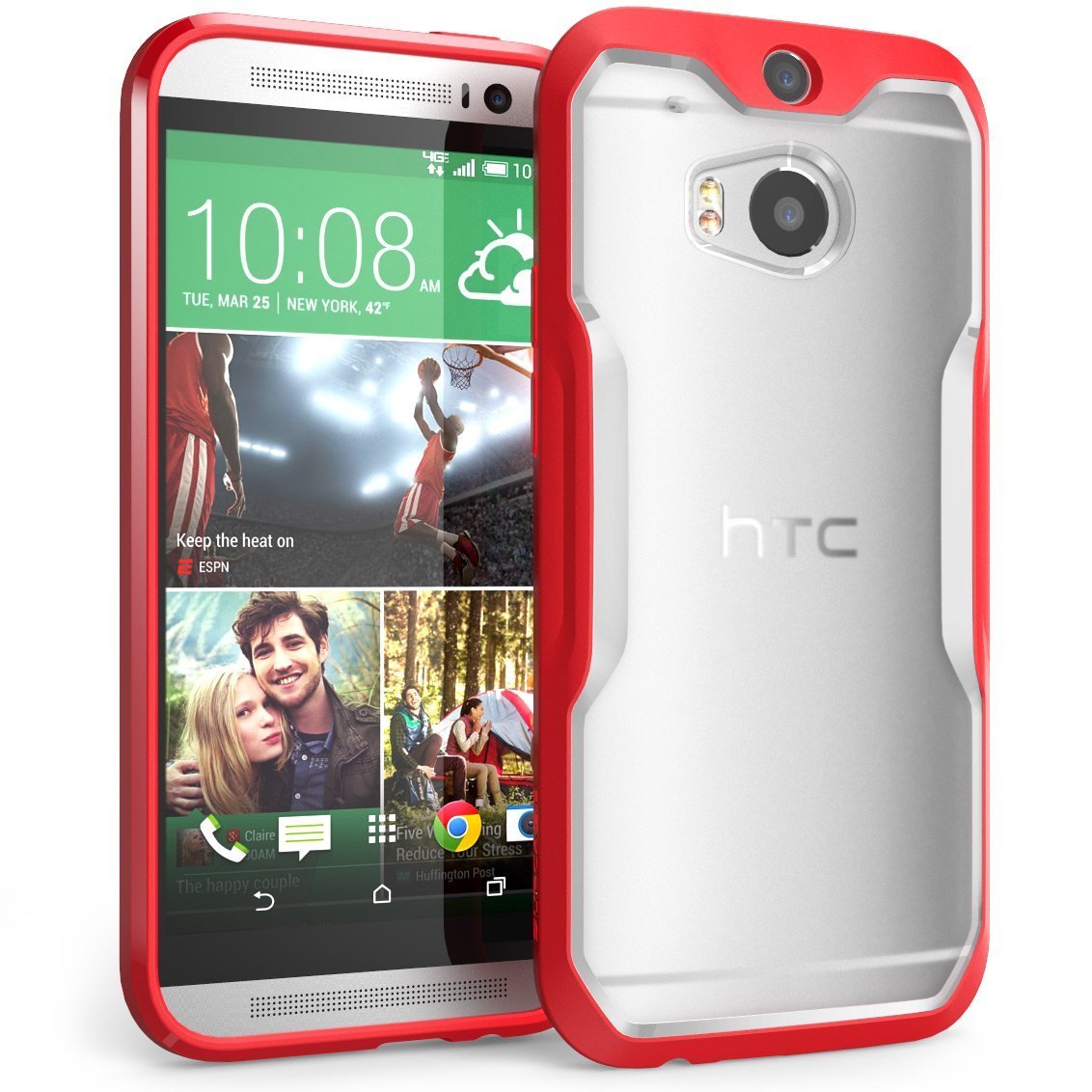 HTC One M8 Case, SUPCASE Unicorn Beetle Premium Hybrid Protective Case- red