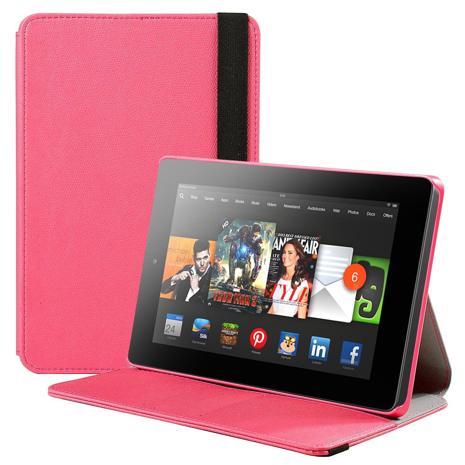 Fire HD 7 Case, SUPCASE Slim Lightweight PU Leather Hard Shell Case Cover- Pink