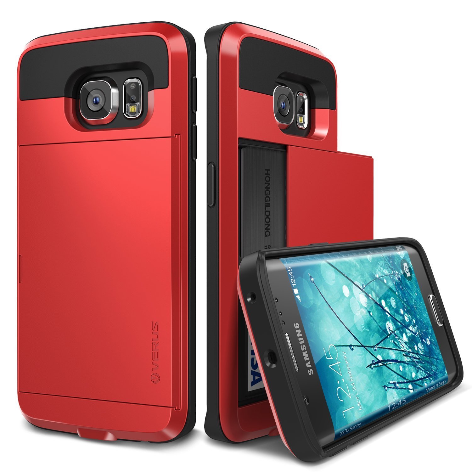 Galaxy S6 Edge Case, Verus [Card Slot Case] Samsung Galaxy S6 Edge Case [Damda Slide][Red]